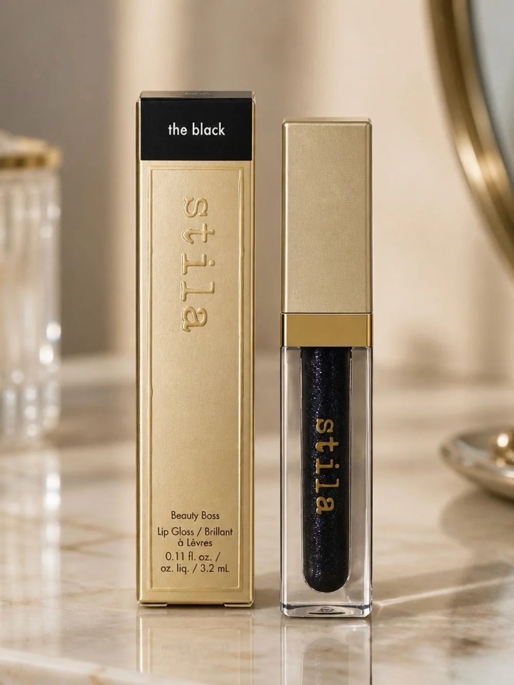 Stila Beauty Boss Lip Gloss — Black with Gold Shimmer